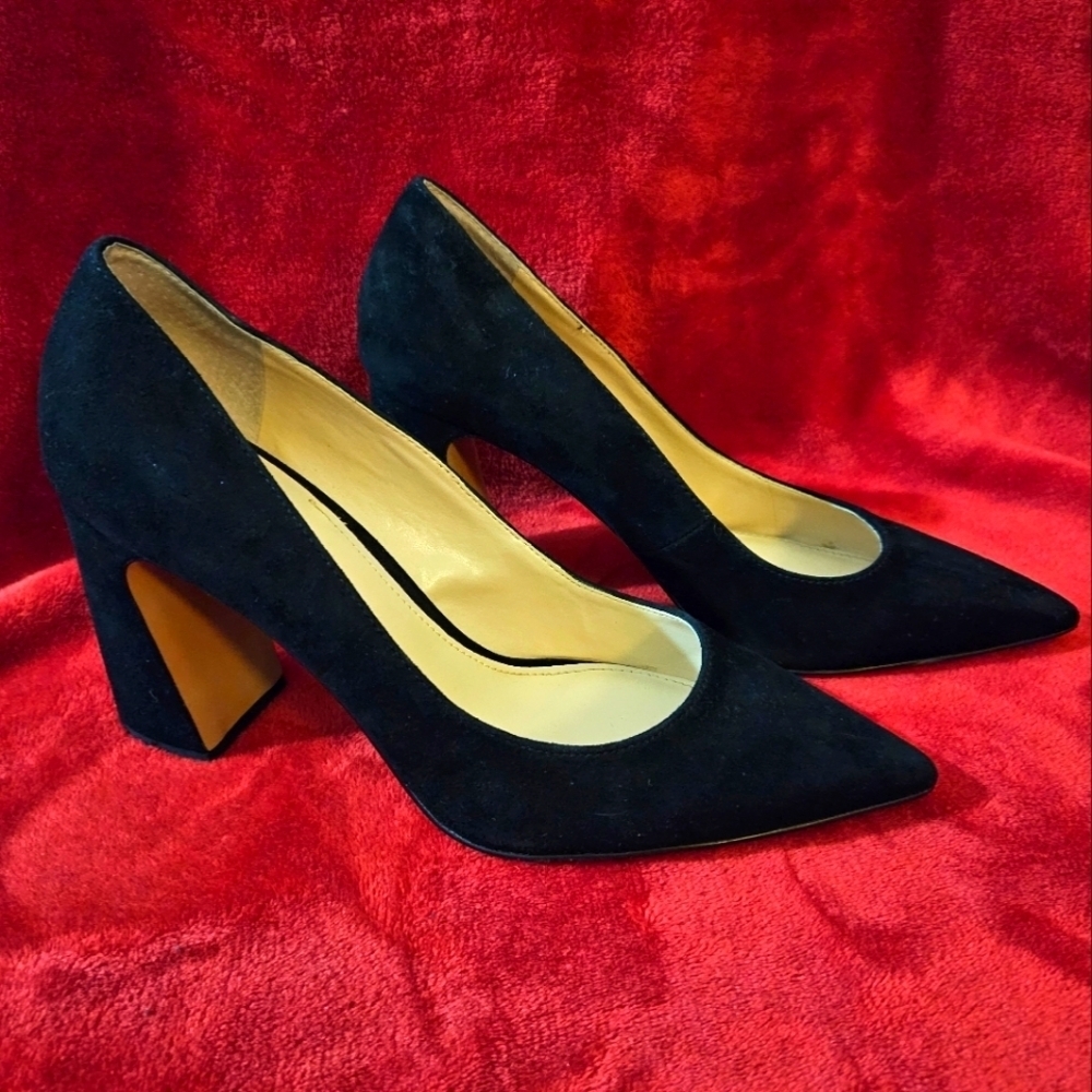 Vincent Camuto Black Leather Suede Pumps-Size 10M
